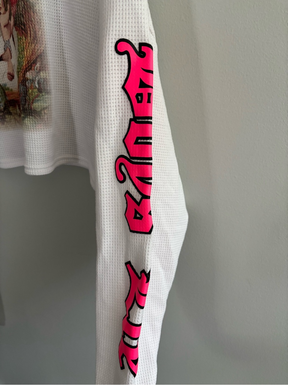 Boys Lie cropped extra long sleeve henley with cherub graphics and gothic text - Picture 4 of 10